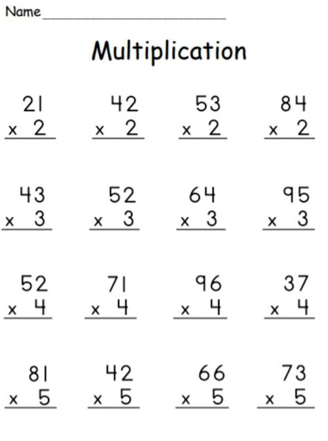 multiplying 2 digits by 1-digit worksheet|2 Digit by 1 Digit Multiplication Sheets .